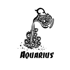 Aquarius zodiac sign. Vector illustration