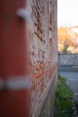 orange brick wall of old house