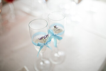 wedding glasses on the table.