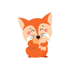 A fox. Orange fox. Fox can use a logo or badge.  illustration on white isolated background