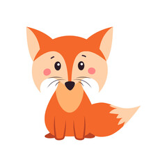 A fox. Orange fox. Fox can use a logo or badge.  illustration on white isolated background