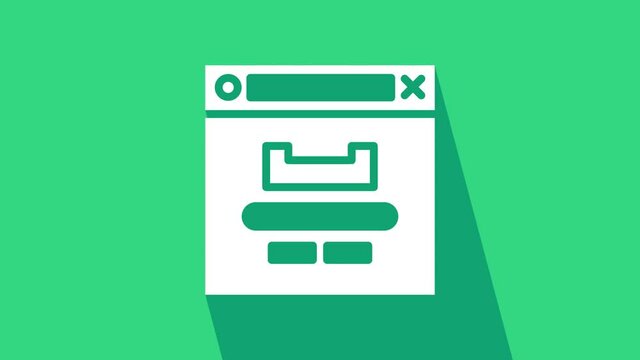 White Browser window icon isolated on green background. 4K Video motion graphic animation