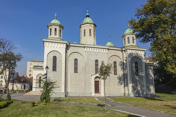Fototapeta na wymiar Ascension Church (Vaznesenjska church, 1863) - Serbian Orthodox church in downtown Belgrade, dedicated to Ascension of Lord (Ascension Day - Spasovdan in Serbian). Belgrade, Serbia.