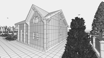 Деревянный дом из оцилиндрованного бревна,  wooden house, wooden bathhouse, wooden home