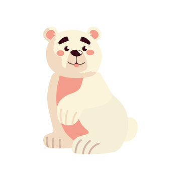 polar bear sitting animal cartoon, icon isolated image
