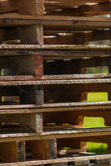 Stack of Wooden Pallets in closeup 