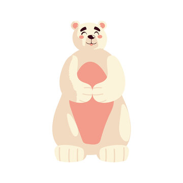 cute polar bear animal cartoon, icon isolated image