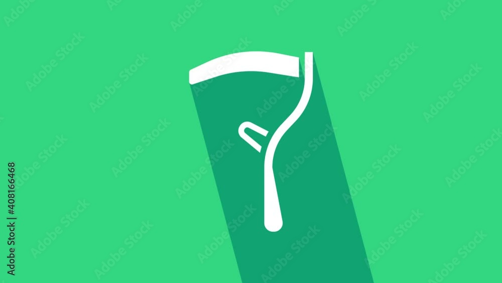 Poster white scythe icon isolated on green background. happy halloween party. 4k video motion graphic anima