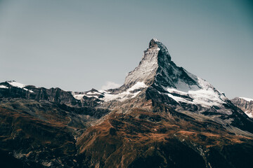 Mountain landscape with views of the Matterhorn peak in Zermatt, Switzerland - obrazy, fototapety, plakaty