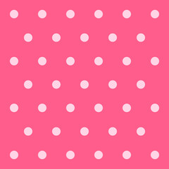 Valentines day pattern polka dots. Template background in pink and white polka dots . Seamless fabric texture. Vector illustration
