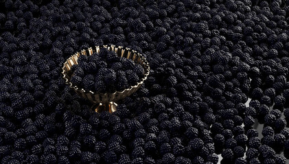 lots of blackberry and the golden vase in the middle