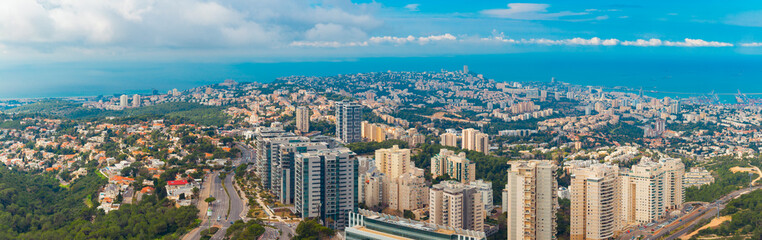 Fototapeta na wymiar Teh Cityscape of Haifa At Day, The Israel Cities, Aerial View, Israel