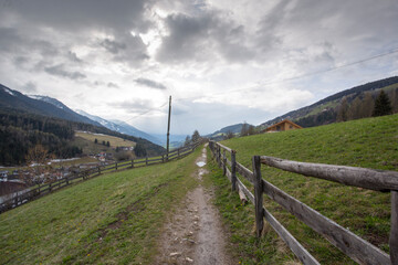 Fototapeta na wymiar Wonderful landscape with Santa Maddalena village, Dolomites, Funes valley South Tirol Italy