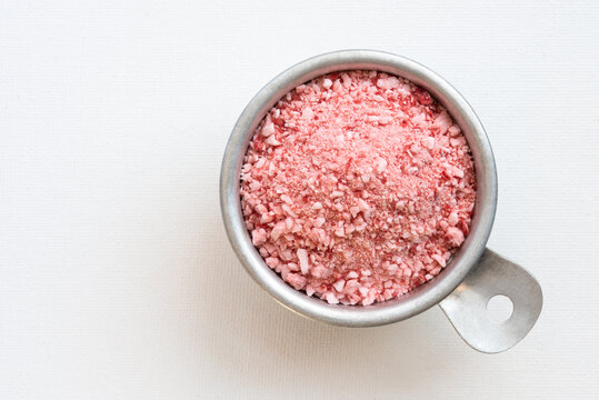 Crushed Peppermint Candy In A Measuring Cup