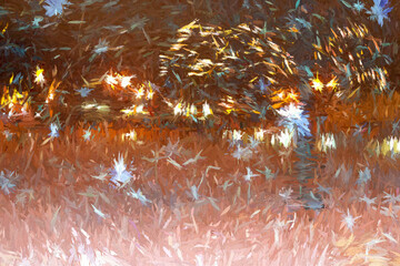 Digital Illustration Yellow Lights in Snow Scene Background