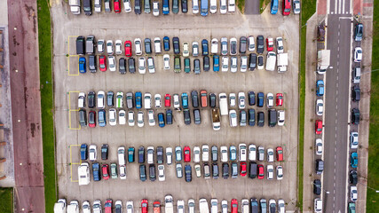 aerial view of full car park