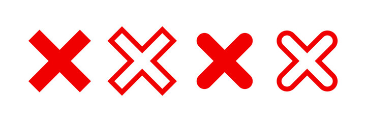 Obraz premium Red cross icon. No sign, reject cross template. Check mark icon vector isolated. Stock vector.