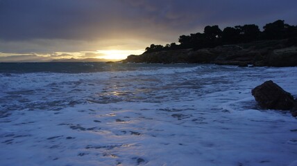 Obraz premium sunset over the winter Mediterranean sea