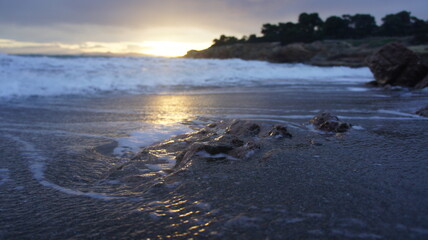 Fototapeta na wymiar sunset over the winter Mediterranean sea