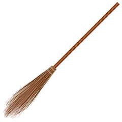 Witch broom isolated on white, vector illustration