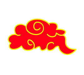 Stylized Cartoon Chinese Red Cloud