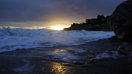 Obraz premium sunset over the winter Mediterranean sea