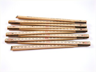 Wooden centimeter ruler isolated on white background