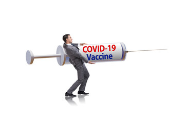 Businessman in covid-19 coronavirus vaccination concept