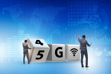 Businessman in transition from 4G to 5G