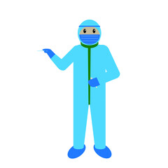 A vector of covid-19 medical staff in enhanced PPE ready to PCR test.