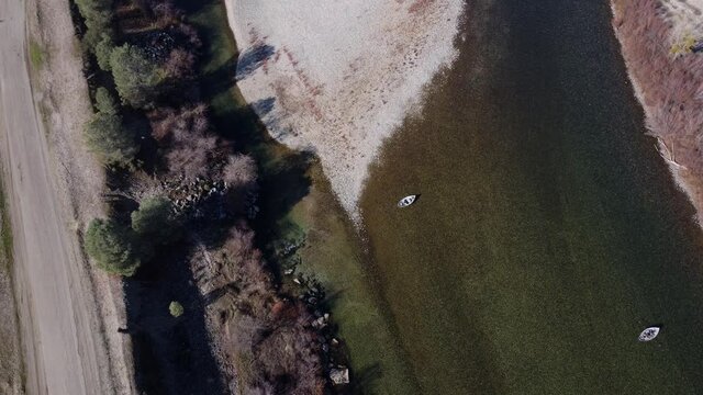 Aerial view of Yuba river in northern California 