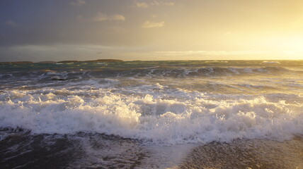 Obraz premium stormy sunset over the winter Mediterranean sea