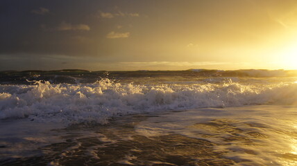 Naklejka premium stormy sunset over the winter Mediterranean sea