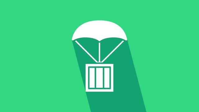 White Airdrop box icon isolated on green background. 4K Video motion graphic animation
