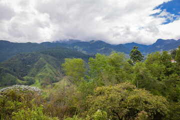 Naklejka premium Colombian landscapes. Green mountains in Colombia, Latin America