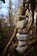 Fototapeta na wymiar Stacked Stones in the Forest 