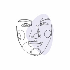 Face line art. Face painting. Vector sketch with face. Vector Illustration.