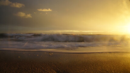 Obraz premium stormy sunset over the winter Mediterranean sea