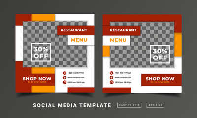 Flyer or social media post themed restaurant menu template