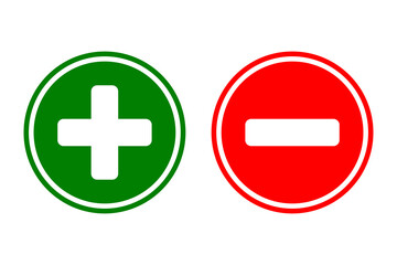 Obraz premium Plus and minus sign icon. Green plus and red minus symbol.