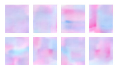 Set of bright blue, purple and pink striped gradient vector watercolor backgrounds. Expressive sunset sky concept illustration, tender texture for Valentine day design, social media template