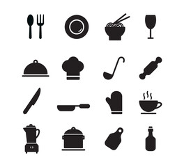 Kitchen set icon vector flat style illustration