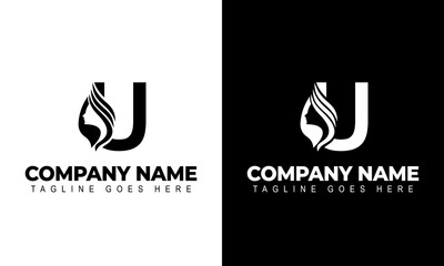 Letter U Beauty Women Face Logo Design Vector Illustration © TUOO