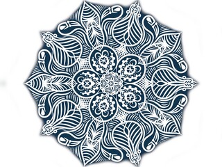 Mandala flower decoration ornament, isolated design element background. Tribal ethnic fashion motif for paper, textile, cloth fabric print. Digital 3d art illustration