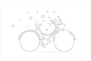Fototapeta premium Illustration of love and valentine day, line art of cycle