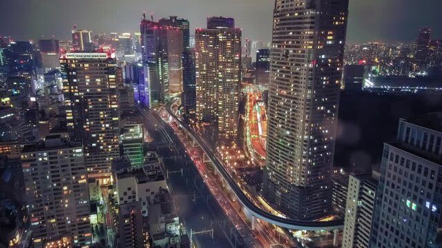 タイムラプス：東京都港区浜松町から見た東京の夜景