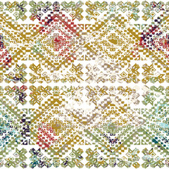 Geometric kilim ikat pattern with grunge texture
