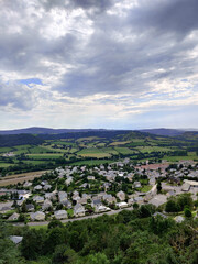 Fototapeta na wymiar Panoramic view over small french village, surrounded by the nature. 