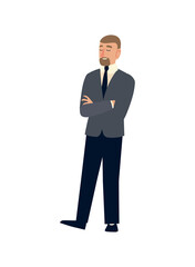 businessman crossed arms character icon flat isolated design