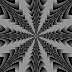 Stacked in Black and White   An abstract fractal work with a radial stacked structure design in black and white. - 408179203